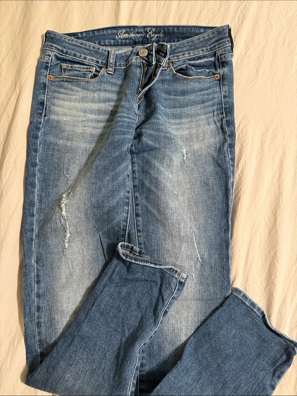 American Eagle Outfitters Blue Distressed Slim Jeans